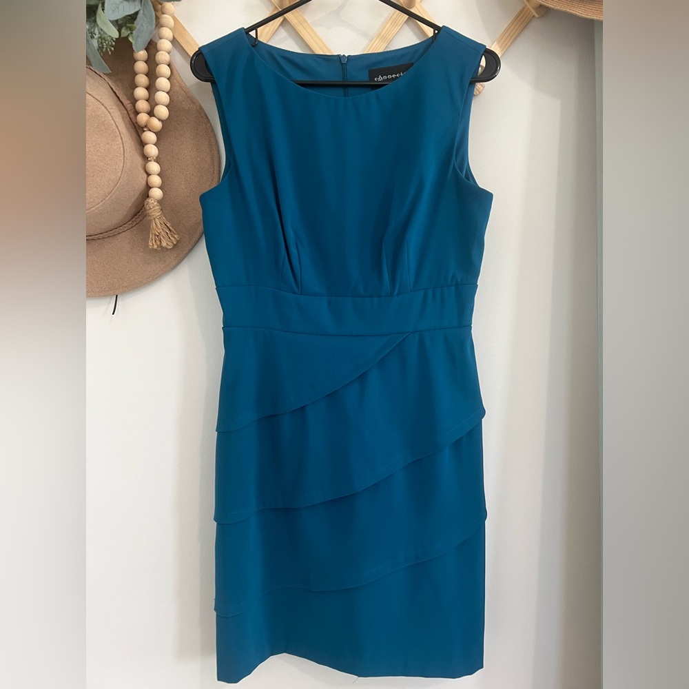 Connected Apparel Sleeveless Tiered Sheath Dress